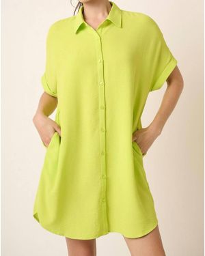 Mittoshop Airflow Lightweight Button Down Shirt Dress - Yellow