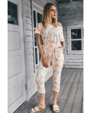 TRUEDAMES Fashnzfab Tie Dye One Shoulder Drawstring Fit Jumpsuit - Gray
