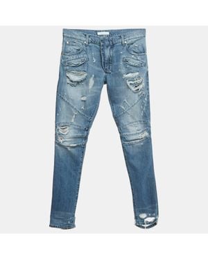 Balmain Distressed Denim Jeans M Waist - Blue