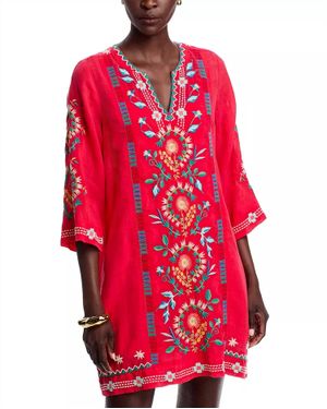 Johnny Was Seamed Swing Mini Dress - Red