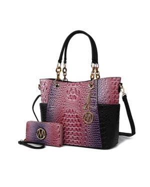 MKF Collection by Mia K Bonita Croco Tote Bag & Wallet Set By Mia K - Purple