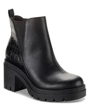 Sun & Stone Veronikaa Boot Faux Leather Platform Chelsea Lion617 - Black