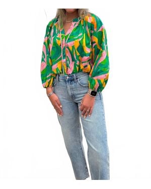 Sincerely Ours Tropical Rush Blakely Top - Blue