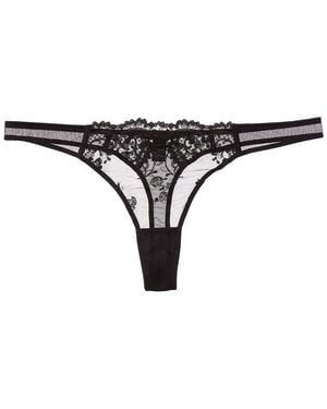Kiki de Montparnasse Juliette Silk-Trim Thong - Black