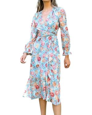 Adelyn Rae Penelope Faux Wrap Dress - Blue