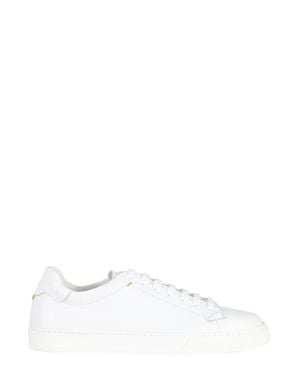 Doucal's Grained Leather Rubber-Sole Sneakers - White