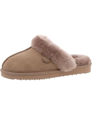 Dearfoams Driftwood Faux Fur Lined Made Scuff Slippers - Brown