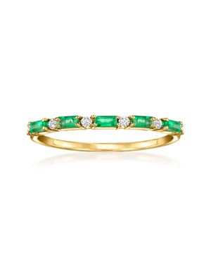 RS Pure By Ross-Simons Emerald Ring With Diamonds - Green