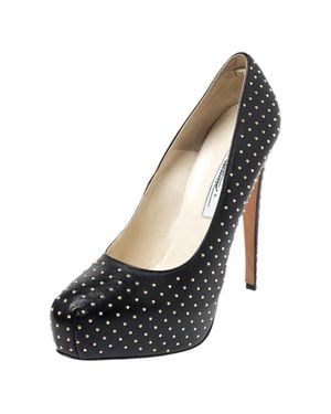 Brian Atwood Leather Studded Platform Pumps - Black