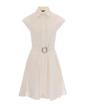 Liu Jo Structured Poplin Shirt Dress With Adjustable Belt - White