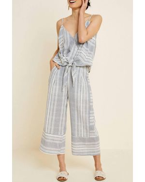 Hayden LA Paloma Stripe Wide Leg Jumpsuit Set - Gray