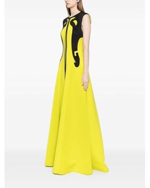 Saiid Kobeisy Neoprene Dress With Abstract Contrast Cuts - Yellow