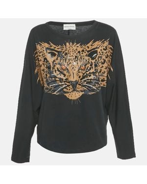 Sonia Rykiel Tiger Print Jersey Beaded Top - Gray