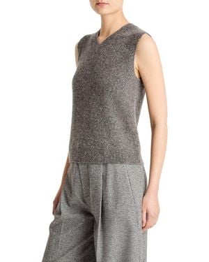 Vince Boiled Donegal Cashmere Vest - Gray