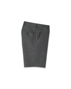 Paul Fredrick Wool Sharkskin Flat Front Shorts - Black
