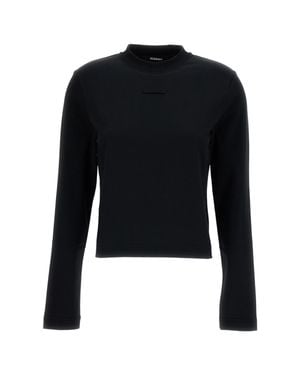 Jacquemus Cropped Long-Sleeved T-Shirt With Grosgrain Logo Detail - Black