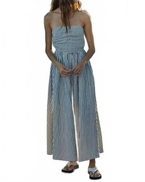 By Together Striped Strapless Flare Maxi Dress - Blue