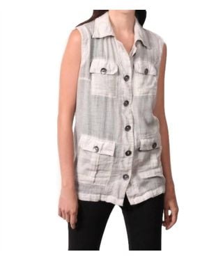 Angel Oil Wash Cargo Pocket Vest - Natural