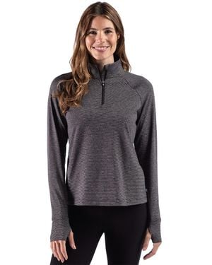 Cutter & Buck Adapt Recycled Soft Knit Stripe Quarter Zip Pullover - Gray