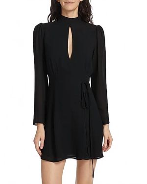 Reformation Ottessa Long-Sleeve Surplice Cdress - Black