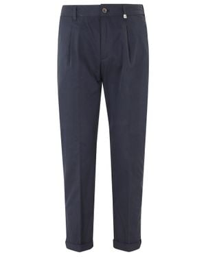 Myths Ares Darts Waist Loops Cotton Pants - Blue