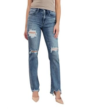 Judy Blue Destroyed Straight Leg Jean - Blue