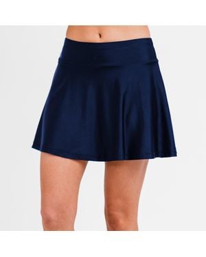 Calypsa High Waisted Flowy Swim Skirt With Shorts - Blue