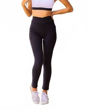 Julia Rose Chloe Crossover Pocket Ankle Length Leggings - Blue