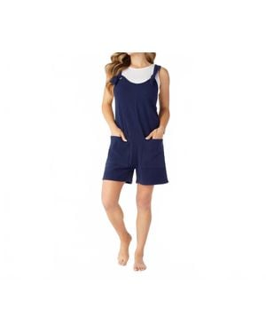 Coco + Carmen Weekend Brushed Ribbed Shortalls - Blue