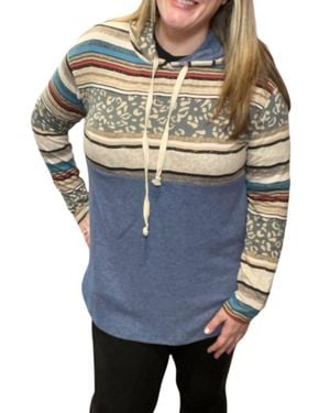 Honeyme Denim Animal Print Hoodie - Gray
