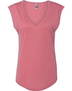 Next Level Festival Sleeveless Deep V-Neck T-Shirt - Pink