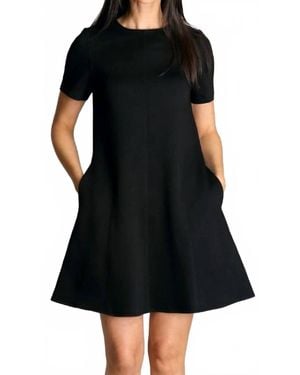 P.Cill Butter Modal Short Sleeve Tailored Mini Dress - Black