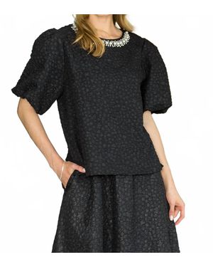 Joh Textured Top With Pearls - Black