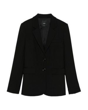 Pinko Tailored Jacket With Notched Lapel And Structured Shoulders - Black