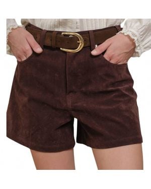 Raisonnel Suede High-Rise Shorts - Brown
