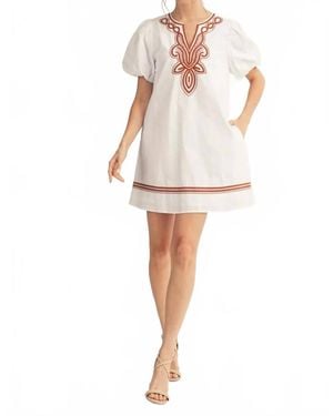 Jodifil Embroidered Shift Dress - Natural