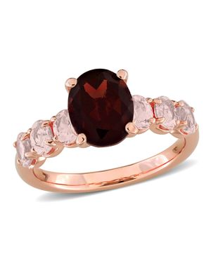 Mimi & Max 3Ct Tgw Garnet And Morganite Ring - Red