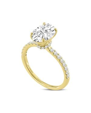 LuvMyJewelry Adriana 14K Oval Lab Grown Diamond Hidden Halo Engagement Ring - Metallic
