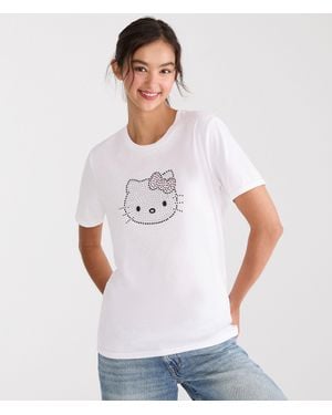 Aéropostale Hello Kitty Rhinestone Boyfriend Graphic Tee - White