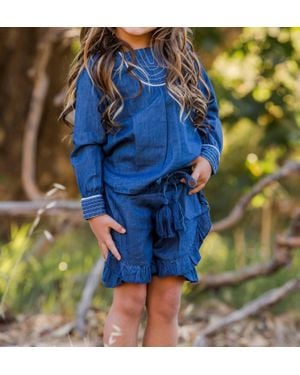 Guadalupe Melina Denim Top - Blue