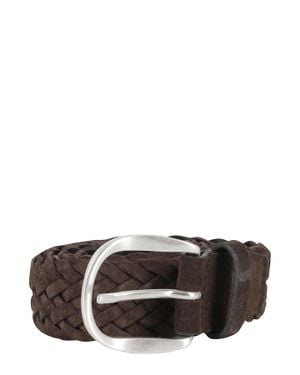 Orciani Dark Braided Suede Belt - Gray