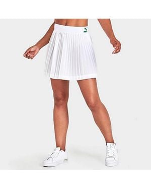 PUMA Mini Tennis Skirt Pleated Stretch Elastic Waist Active Jzz122 - White