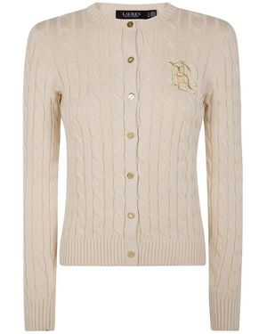 Ralph Lauren Ralhan Cable Knit Cotton Cardigan - Natural
