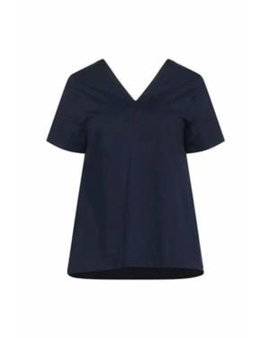 Herno Short Sleeve V-Neck Top - Blue