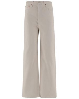 RE/DONE Wide Leg Stretch Cotton Pants With Classic Five-Pocket Design - Gray