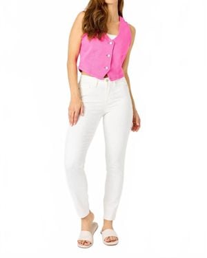 Judy Blue Mid Rise Braided Jeans - Pink