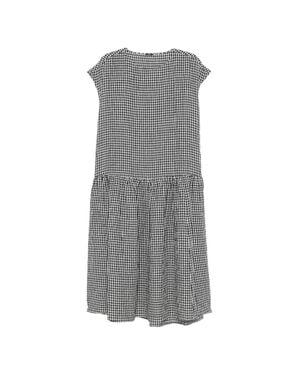 Apuntob Checked Cotton Midi Dress - Gray
