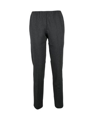 Le Tricot Perugia Straight-Leg Stretch Pants With Comfortable Fit - Gray