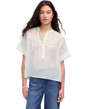 Madewell Samoa Top Sushi Voile Henley Neck Short Sleeve Red1315 - White