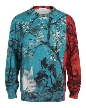 Ferragamo Crew Neck Rabbit Sweater - Blue